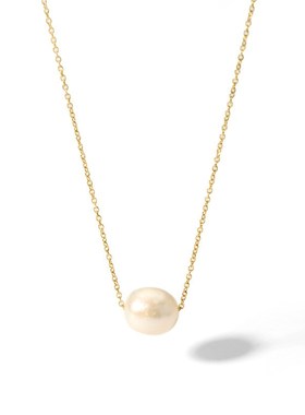 欧美简约钛钢项链18nK金单颗淡水珍珠项饰女气质百搭ins风项链饰