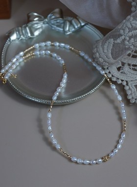 小众轻奢高级感珍珠米珠车花管项链叠戴通勤法式锁骨链优雅50227