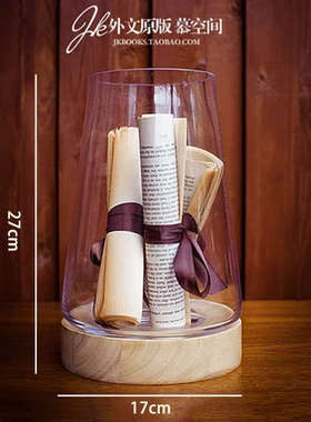 仿简约实木书柜复古玻璃罩现代书房底摆件旧书卷包装饰欧式橱窗