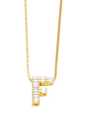 跨境热销新品时尚简约26个英文字母吊坠满钻锆石字母项链女Znkn43