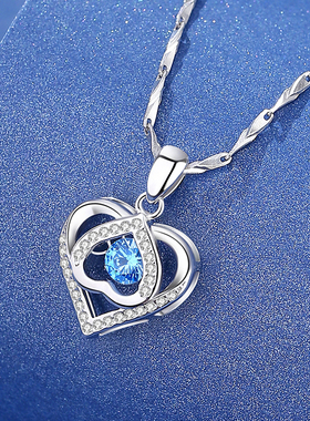 跳动的心项链女款女生999纯银爱心2023年新款爆款生日礼物送女友