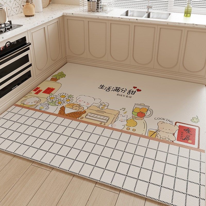 蒸蒸日上厨房地垫防滑防油防水皮革可擦免洗pvc耐脏脚垫家用地毯,淘宝优惠券,粉丝福利购,淘宝优惠卷