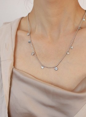 不掉色~中古许愿池金币闪闪亮片圆珠毛衣链秋冬长款项链配饰