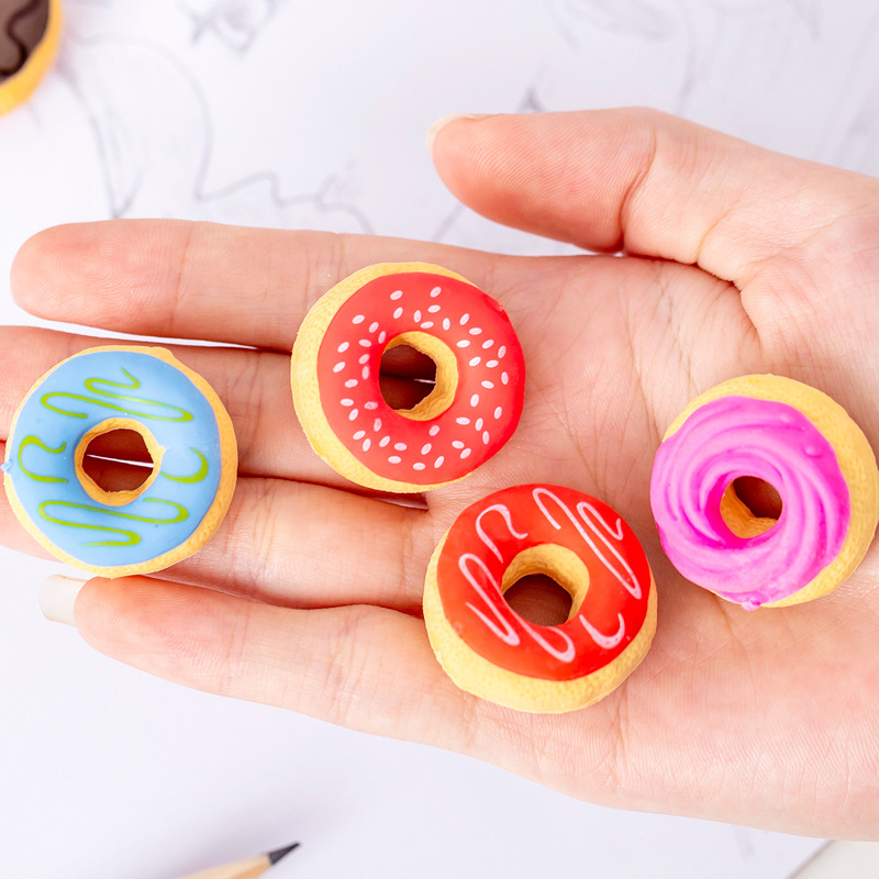 推荐6 pcs/pack Candy Doughnuts Eraser Rubber Eraser Primary - 图2