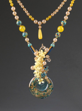 毛衣链女长款百搭高档琉璃吊坠挂饰挂件秋冬配饰民族风项链装饰品