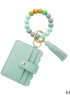 小众高货Girls Wrist Keychain Pendant Leather Card Holder Bra