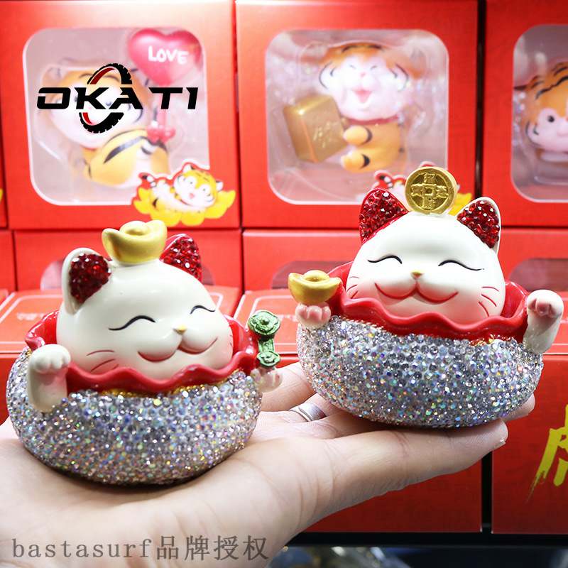 极速2022 New Year decorations diamond Zhaocai cat car center - 图0