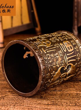 黄铜九龙笔筒摆件家用书房办公室桌面装饰高档送长辈礼物商务送礼