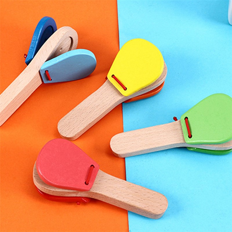 推荐1PC Wooden Percussion Handle Clapping Castanets Board Fo - 图0