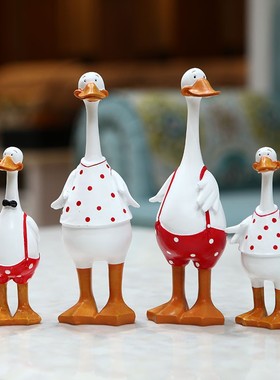 可爱一家四口鸭子摆件创意客厅桌面装饰品送搬家乔迁新居开业礼品