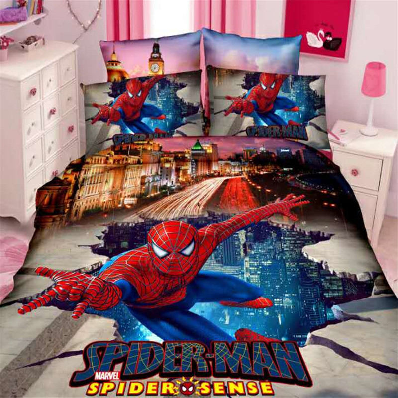 网红Spiderman Bedding Set Cartoon Boy Single Twin size 2/3/4 - 图1