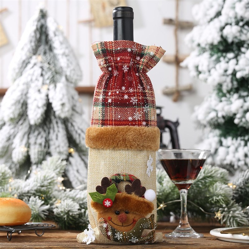 Christmas Wine Bottle Cover Santa Claus Wine Bottle Bag Chri - 图0