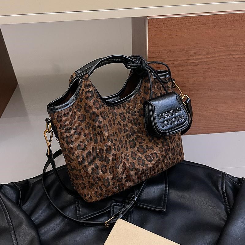 手提豹纹包包女秋季2024新款潮时尚小水桶包百搭斜挎包菜篮包,淘宝优惠券,粉丝福利购,淘宝优惠卷