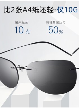 超轻偏光太阳眼镜男无框墨镜带度数男士开车专用驾驶近视蛤蟆镜潮