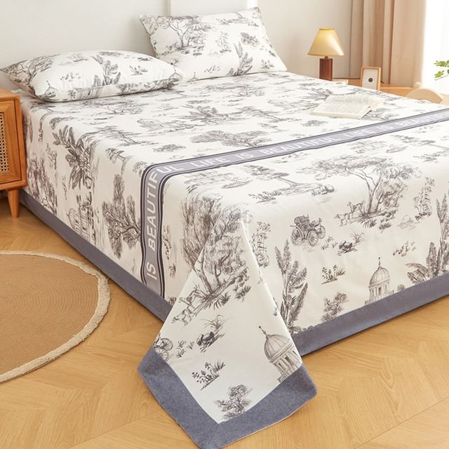 Class A thickened old coarse cloth sheets o single piece 100 cotton student dormitory single double bed single pillowcase three-piece set