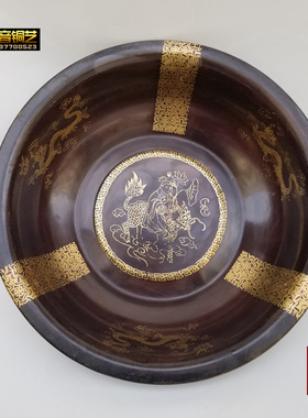 仿古铜盆龙凤h浴佛风水盆洗泡脚盆大号铜盆风水佛具婚庆礼品铜器