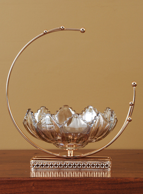 月亮玻璃果盘简约轻奢水果盘干果盘客厅家用茶几甜品收纳餐桌摆件