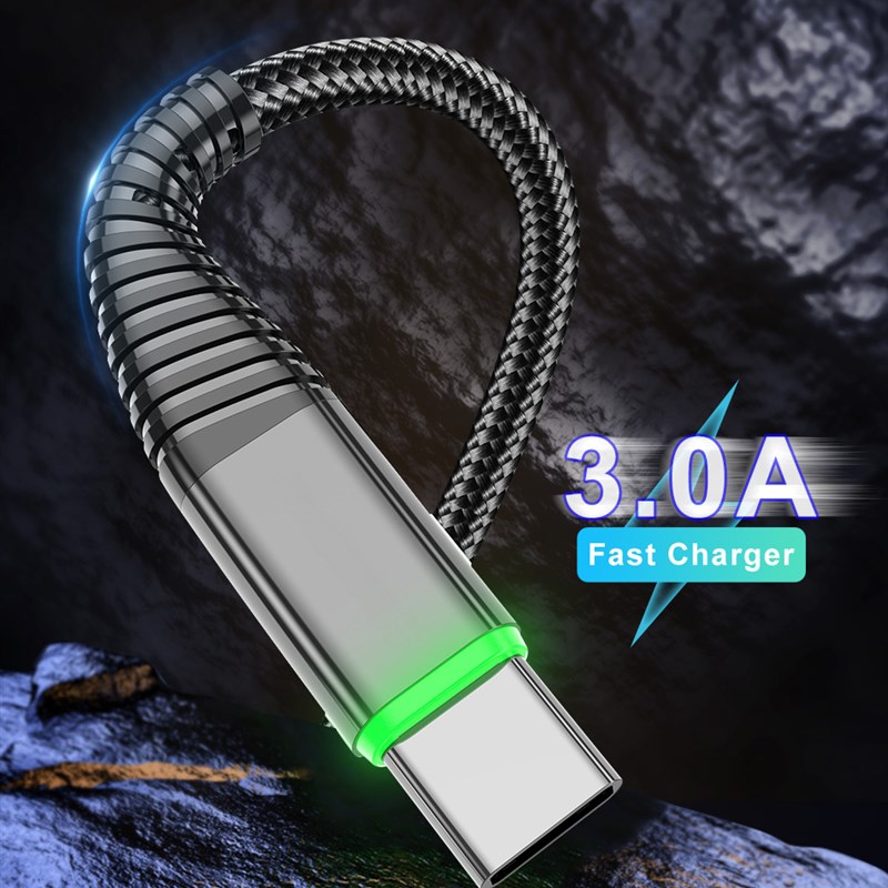 速发Led 3a usb tipo c cabo de carga rápida fio do telefone-图1