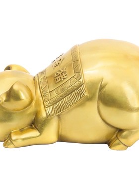 铜韵堂黄铜吉祥金猪摆件创意结婚礼物金猪储蓄罐玄关摆设福气财