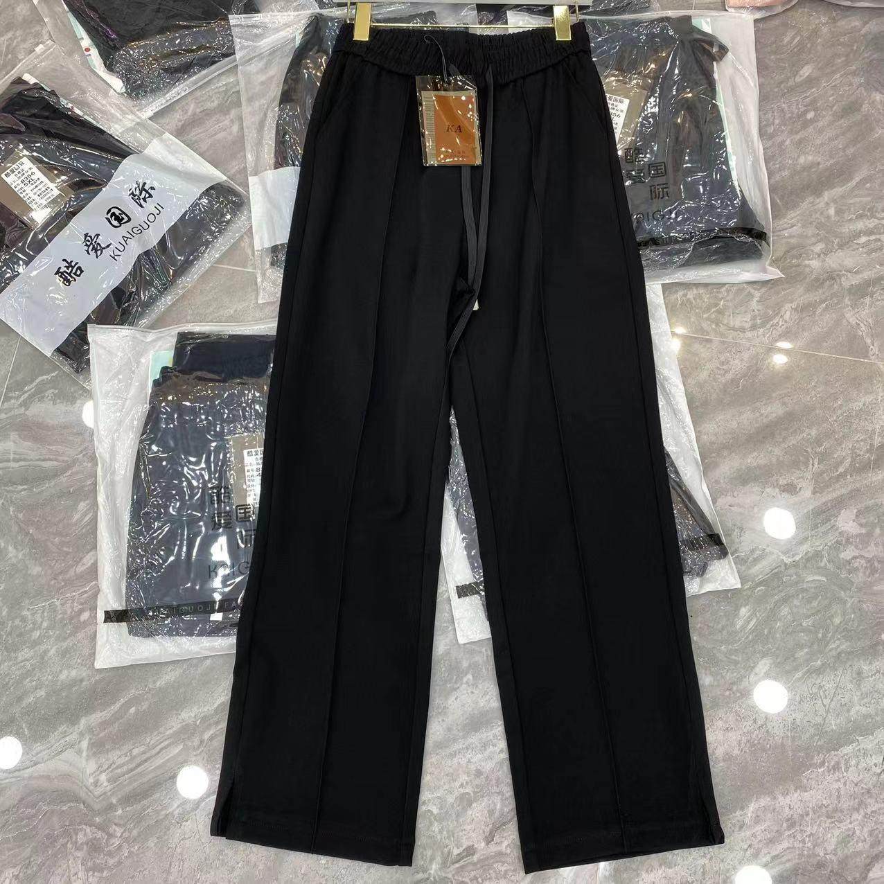 秋大码黑色侧条纹运动裤女2024高街直筒阔腿休闲长裤女酷爱80,淘宝优惠券,粉丝福利购,淘宝优惠卷