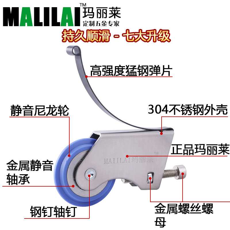 钛合金移门滑轮 衣橱柜玻璃推拉趟门轮子 卫生间不锈钢防水下动轮 - 图1