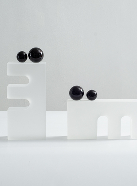 轻奢高档磨砂水晶摆件客厅电视背景柜几何装饰品酒柜书架书柜摆设