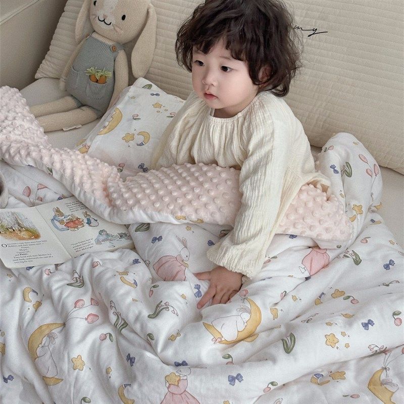 A类卡通可爱竹棉纱布豆豆被子儿童可水洗春秋被 加厚保暖单人冬被,淘宝优惠券,粉丝福利购,淘宝优惠卷