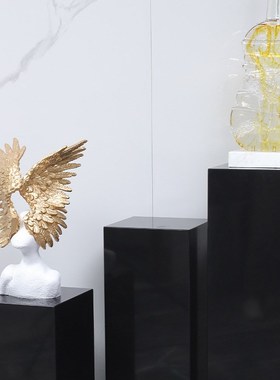 家用办公客厅玄关蒙古黑大理石方体底座雕塑工艺品装饰摆件展示台