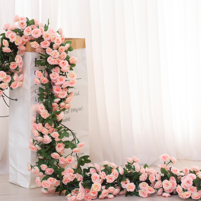 极速2m Artificial Flowers Rose Ivy Vine Wedding Decoration R - 图0