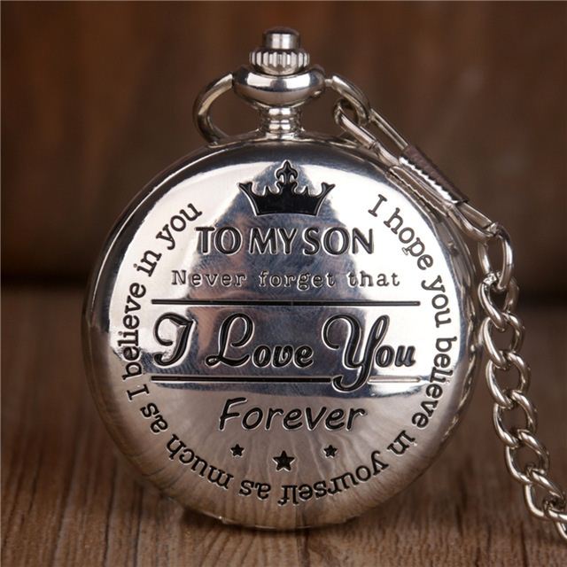 新品Best Gift Quartz Pocket Watch Chain To My Son Necklace F - 图3