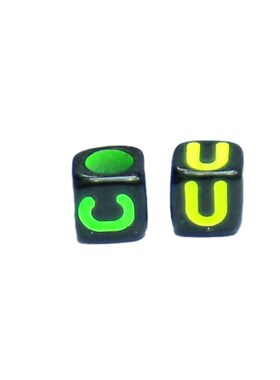 串珠字母珠方块英文亚克力彩色手链儿童饰品珠子材料配件6MM