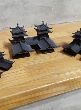 钰书房盆景假山摆件配件吸水石微景观假山上的小摆件双层古楼水陆