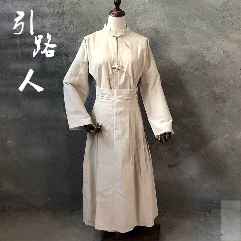 孝衣丧服套装女麻衣丧事衣服对襟系带亚麻孝衣出殡衣服白事用品 - 图0