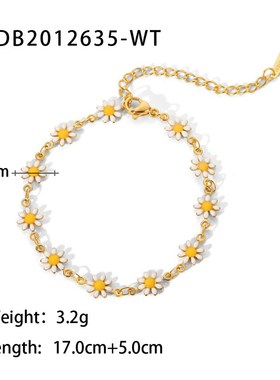 18K金彩色/白色小o雏菊链条不锈钢项链 INS风时尚创意花朵钛钢手