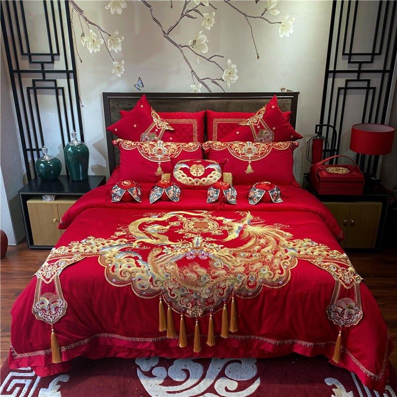 结婚床上用品四件套婚庆被套大红色六件套婚房喜被十件套,淘宝优惠券,粉丝福利购,淘宝优惠卷