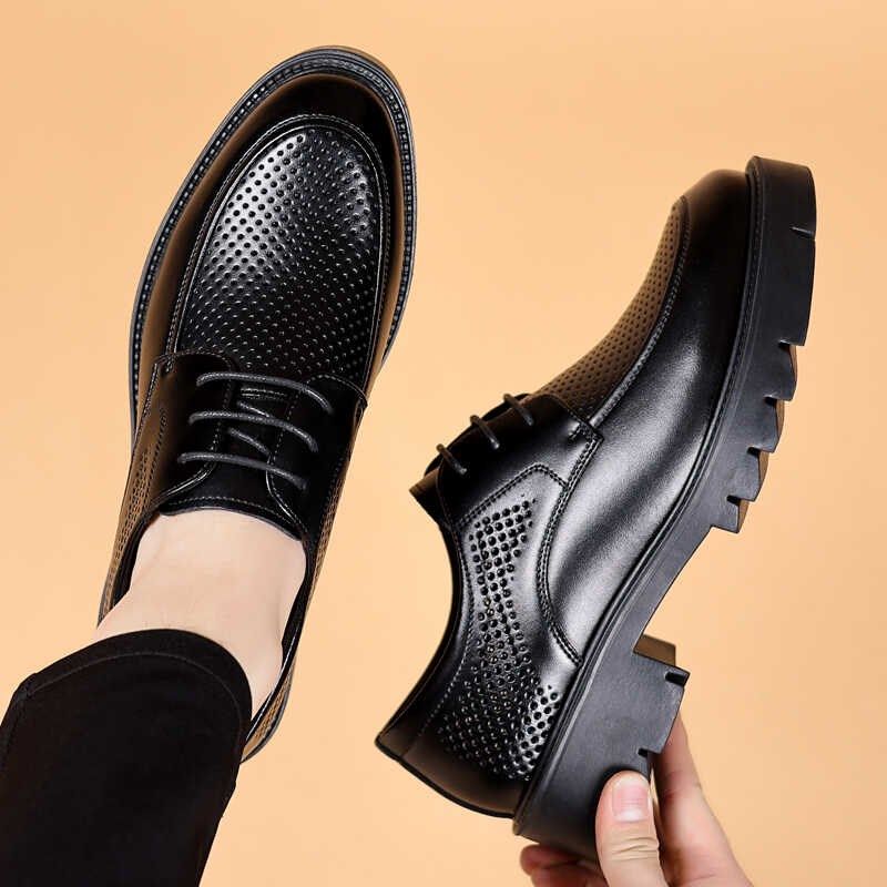 男士增高皮鞋男新款透气镂空凉鞋厚底商务正装内增高英伦结婚男鞋,淘宝优惠券,粉丝福利购,淘宝优惠卷