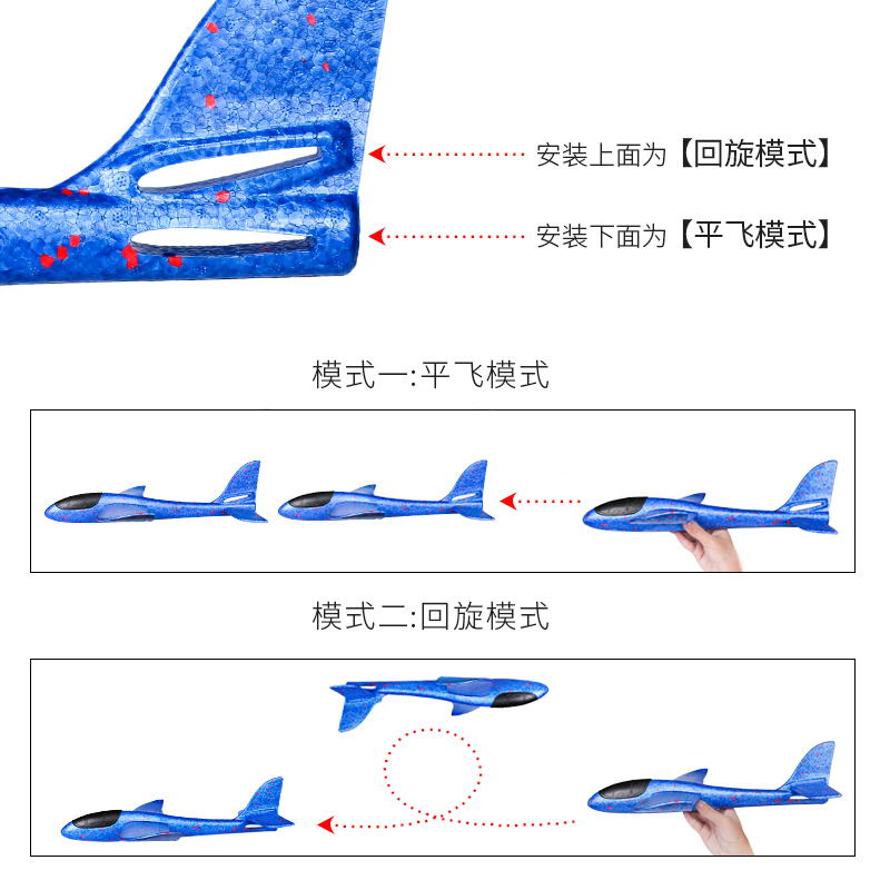 手抛泡沫飞机模型滑翔机亲子纸外户红拼装回旋耐摔V网飞机儿童玩-图2