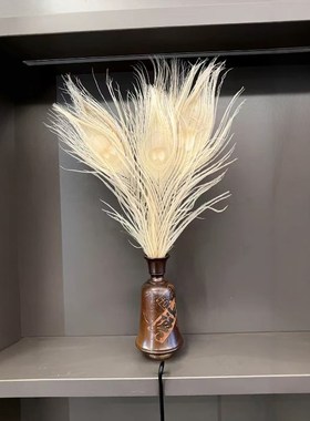 真孔雀毛白色孔雀羽毛 家居摆件装饰 花瓶插花配饰 拍照道具