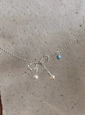 手工蕾丝风蝴蝶结k毛衣项链小众少女心百搭秋冬上衣锁骨链时尚百