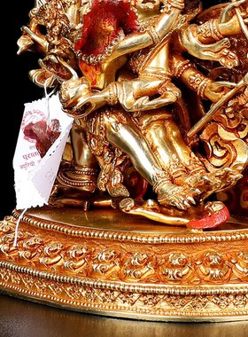 尼泊尔手工纯铜马头明王佛像全鎏金马头金刚8寸密宗居家供奉摆件