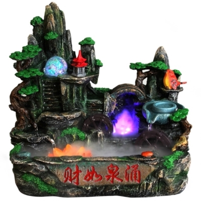 加湿饰品水景假山流水q喷泉摆件水池招财造雾缸盆软装饰送礼办公