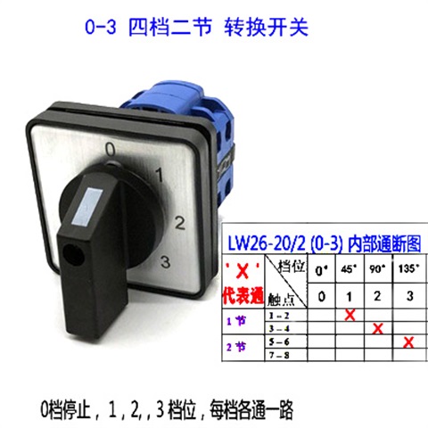 推荐万能转换开关lw26-20 0-3四4档位电源压切换旋转三路信号选择 - 图1