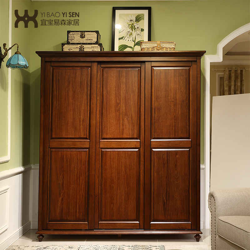 Buy American Rustic Wood Furniture Sliding Door Wardrobe Sliding