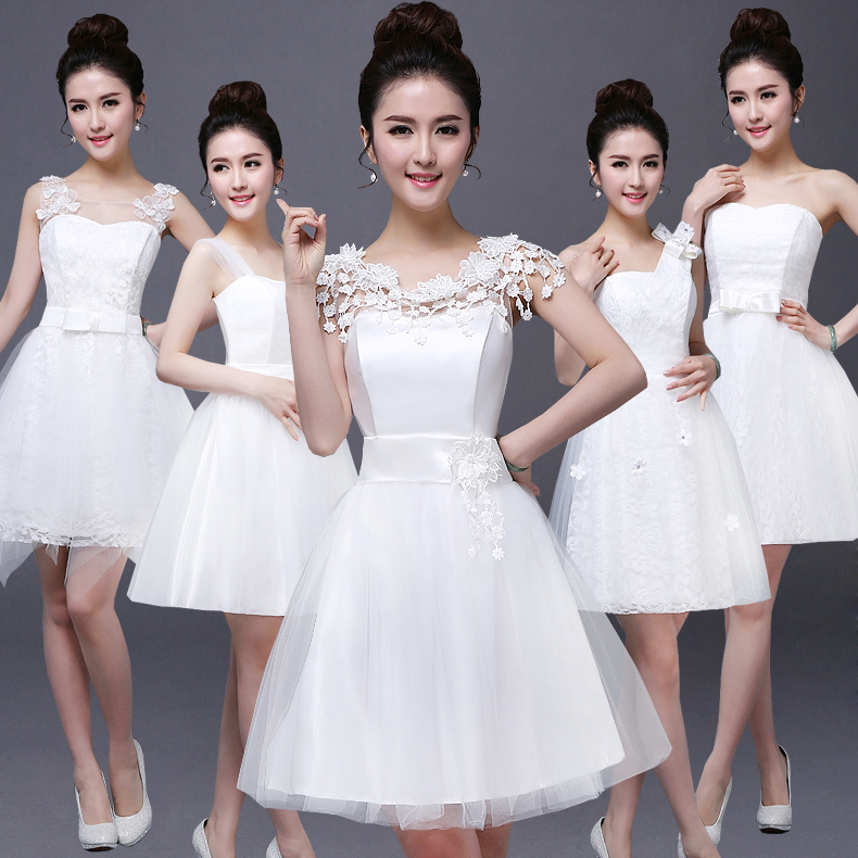 white bridesmaid dresses short