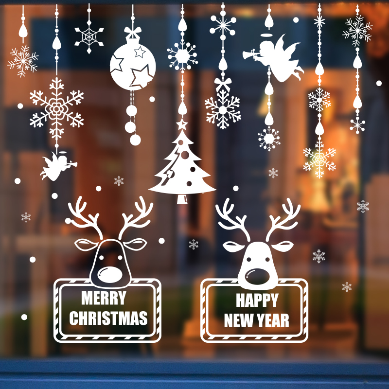 christmas window glass door stickers wall stickers shop company arranged decorations reindeer bells clang socks snowflake tree stickers painting - Christmas Window Stickers christmas window glass door stickers wall stickers shop company arranged decorations reindeer bells clang socks snowflake tree stickers painting - Christmas Window Stickers