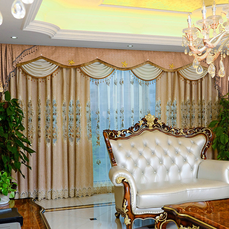 Custom Chenille Embroidered Curtains European Luxury Living Room Bedroom Curtains Hollow Warm Xin Luxury