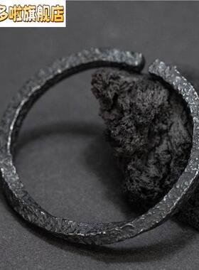 复古乌藤手镯男款潮流个性开口手环黑色莫比乌斯环男士实心镯子