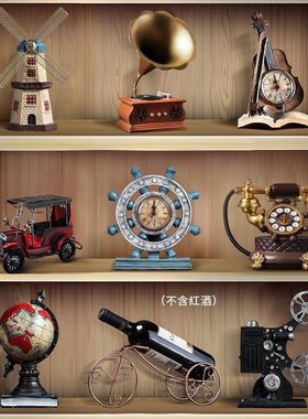 高档客厅装饰品复柜厅古小件美式家居摆房间酒卧室电视柜玄关餐工