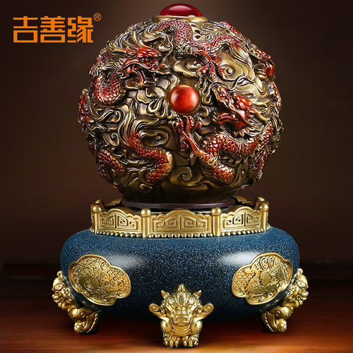 吉善缘 九转乾坤鼎摆件 招财龙纹鼎青龙鼎乔迁新居开业礼品0882 - 图1