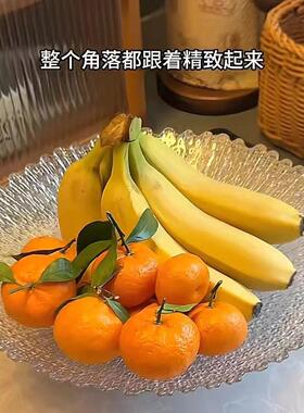 复古特别好看的果盘大号冰花玻璃水果乾果收纳盘桌面精致装饰摆饰